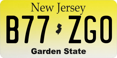NJ license plate B77ZGO