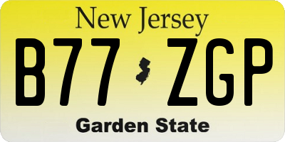 NJ license plate B77ZGP