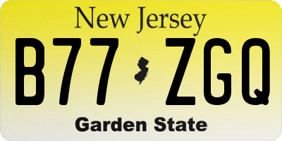 NJ license plate B77ZGQ