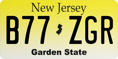 NJ license plate B77ZGR