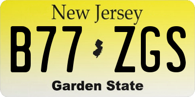 NJ license plate B77ZGS