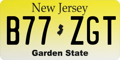 NJ license plate B77ZGT