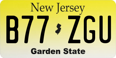 NJ license plate B77ZGU