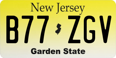NJ license plate B77ZGV