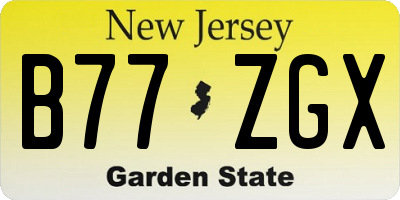 NJ license plate B77ZGX