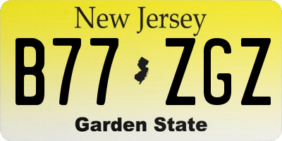 NJ license plate B77ZGZ