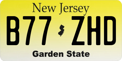 NJ license plate B77ZHD