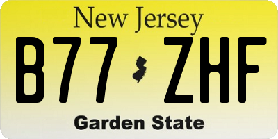 NJ license plate B77ZHF