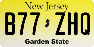 NJ license plate B77ZHQ