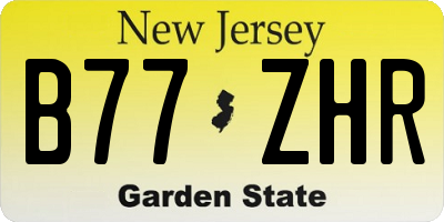 NJ license plate B77ZHR