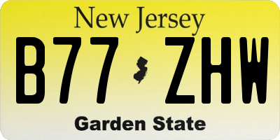 NJ license plate B77ZHW