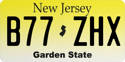 NJ license plate B77ZHX