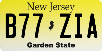 NJ license plate B77ZIA