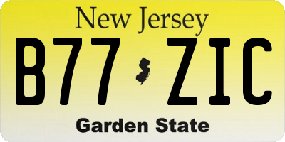 NJ license plate B77ZIC