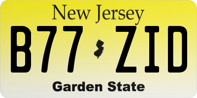 NJ license plate B77ZID