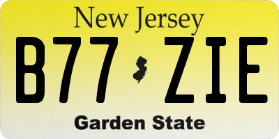 NJ license plate B77ZIE