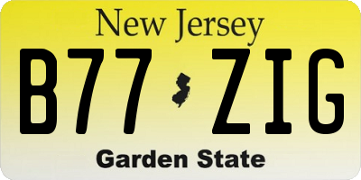NJ license plate B77ZIG