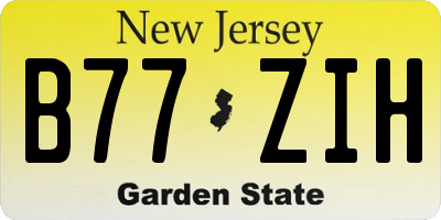 NJ license plate B77ZIH