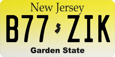 NJ license plate B77ZIK
