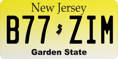 NJ license plate B77ZIM