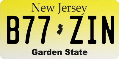 NJ license plate B77ZIN