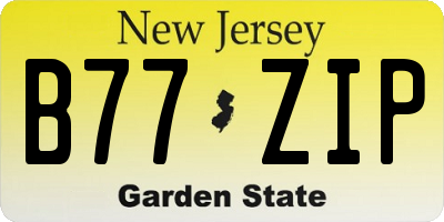 NJ license plate B77ZIP