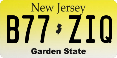 NJ license plate B77ZIQ