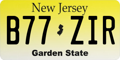 NJ license plate B77ZIR