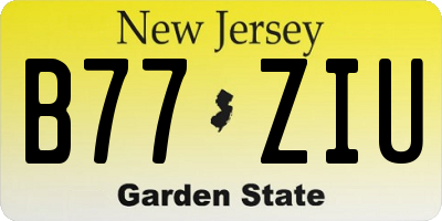 NJ license plate B77ZIU
