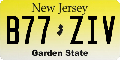 NJ license plate B77ZIV