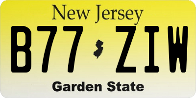 NJ license plate B77ZIW