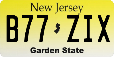 NJ license plate B77ZIX