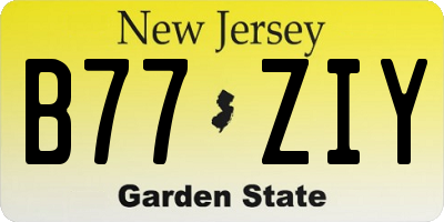 NJ license plate B77ZIY