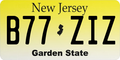 NJ license plate B77ZIZ