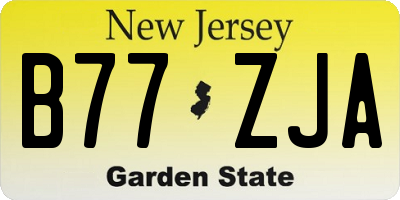 NJ license plate B77ZJA