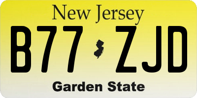 NJ license plate B77ZJD