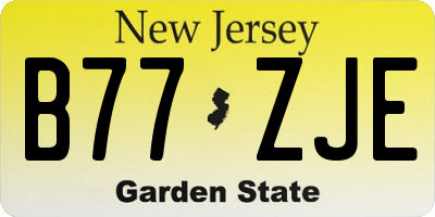 NJ license plate B77ZJE