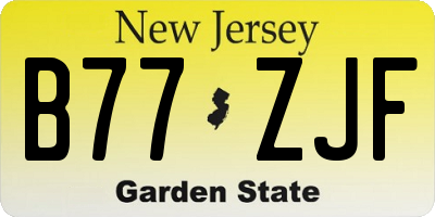 NJ license plate B77ZJF
