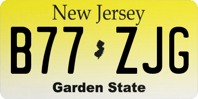 NJ license plate B77ZJG