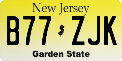 NJ license plate B77ZJK