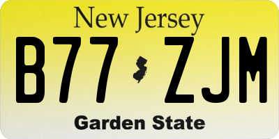 NJ license plate B77ZJM