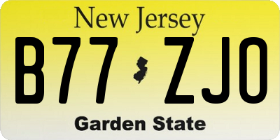 NJ license plate B77ZJO