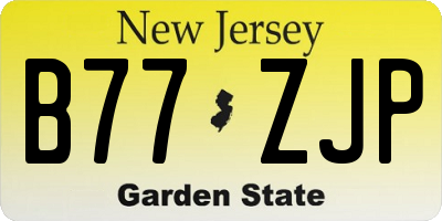 NJ license plate B77ZJP