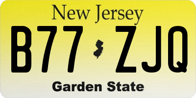 NJ license plate B77ZJQ