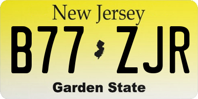 NJ license plate B77ZJR