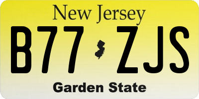 NJ license plate B77ZJS