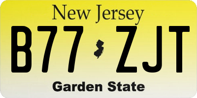 NJ license plate B77ZJT