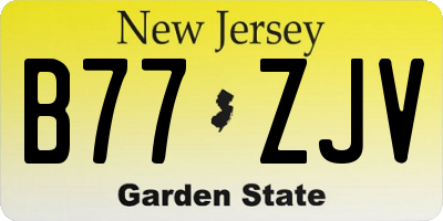 NJ license plate B77ZJV