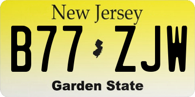 NJ license plate B77ZJW