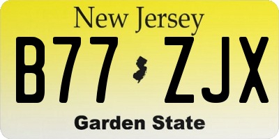 NJ license plate B77ZJX